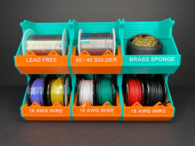 Infinity Spool Holders - Stackable Storage Containers - Wire, Solder, Ribbon