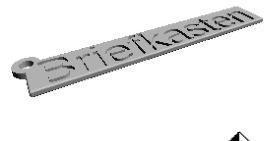 einfacher Schlüsselanhänger mit der Aufschrift „Briefkasten“