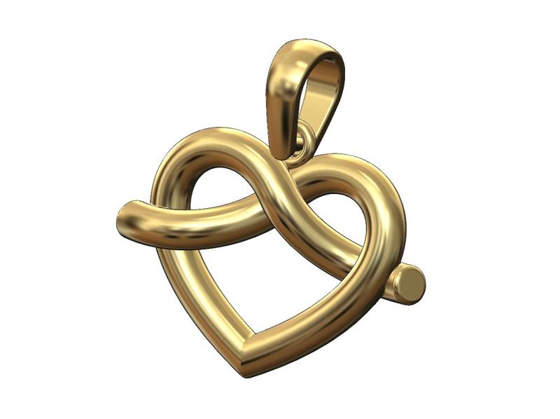 Knot braided twisted wire heart pendant charm bail 3D print model