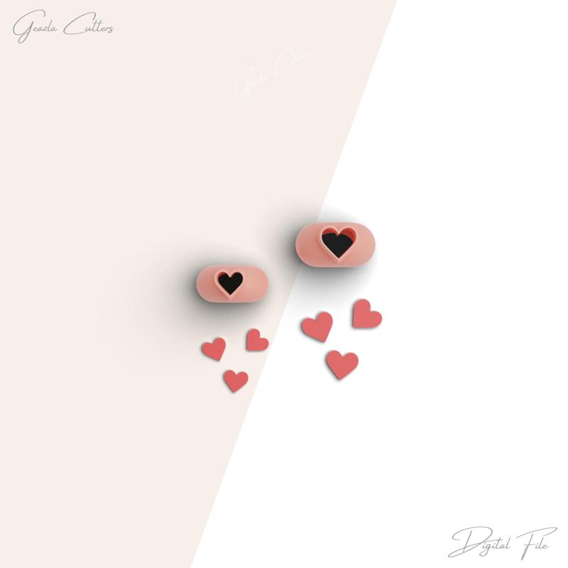 Heart Micro Clay Cutter, Valentine Polymer Clay Cutter, Tiny Clay Cutters, 2 Sizes Included, Digital STL File, No: 34