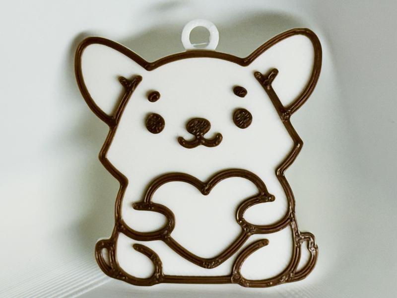 Dog Holding a Heart Keychain