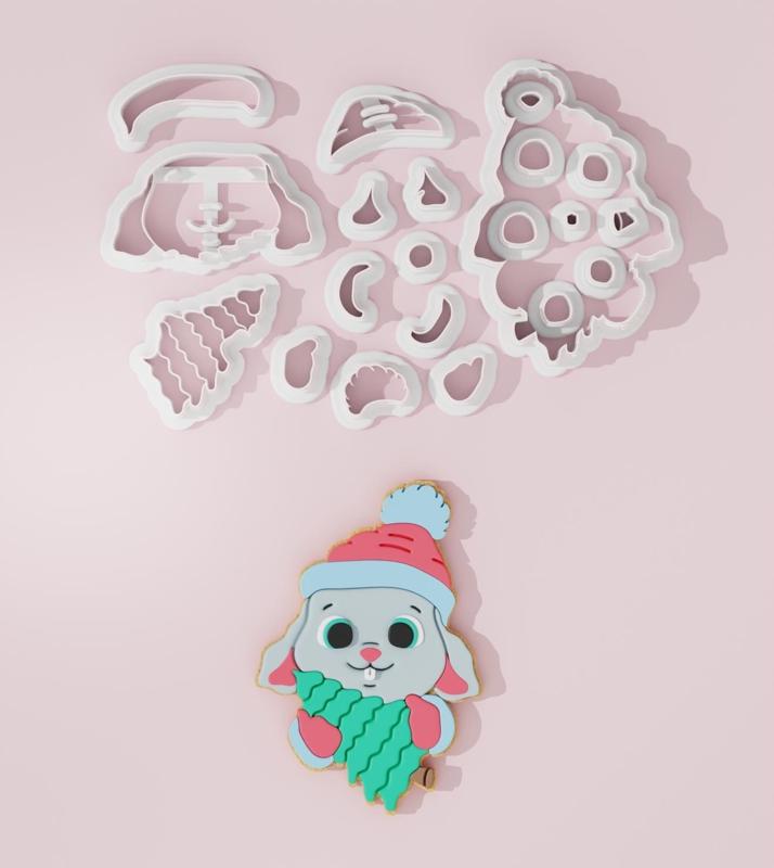 Christmas Rabbit with Tree Cookie Cutter