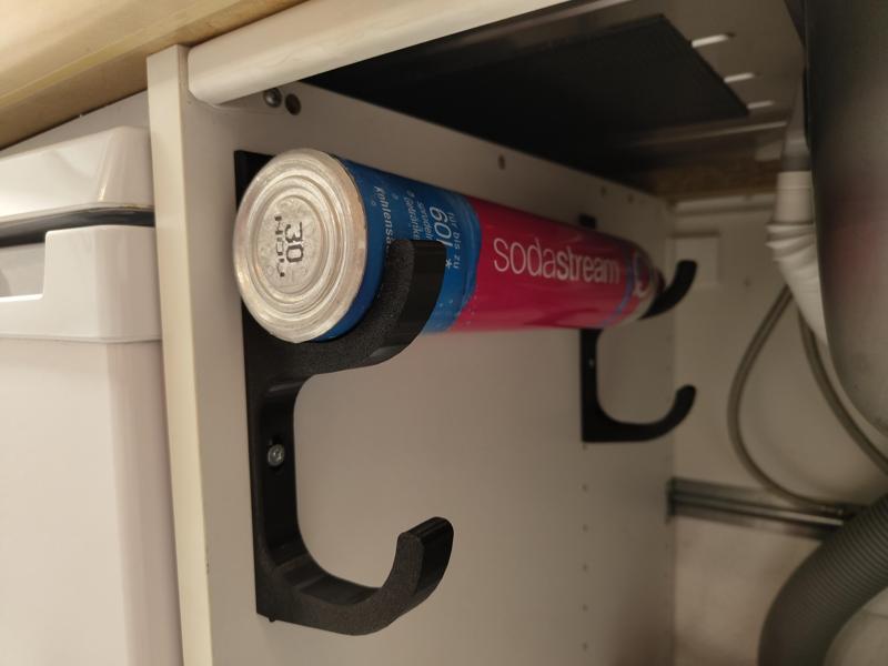SodaStream CO2 cylinder wall mount for kitchen cabinets