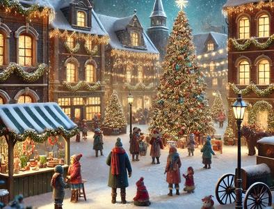 Christmas Town Square Lithophane
