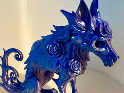 Rose flower skull wolf