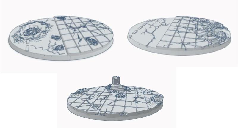 Set of 3 Gothic 105mm by 70mm Oval Miniature Bases