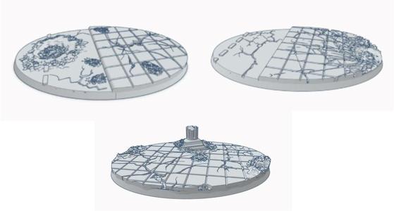 Set of 3 Gothic 105mm by 70mm Oval Miniature Bases