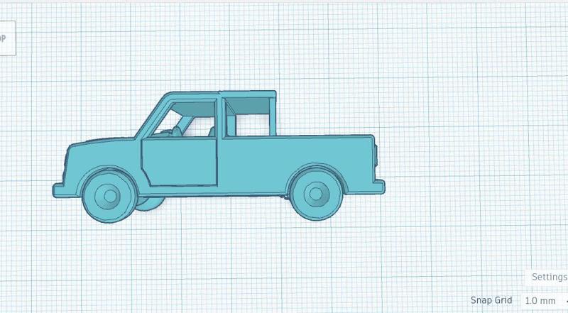 Print in place pick up truck (Crew cab version)