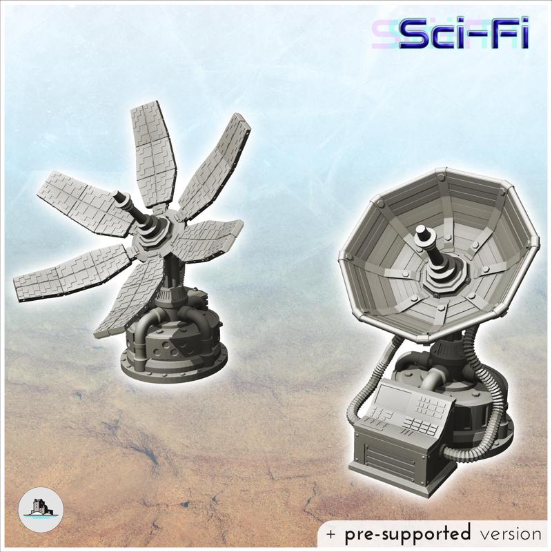 Set of relay antennas for futuristic base (2) - Future Sci-Fi SF Post apocalyptic Tabletop Scifi Wargaming Planetary exploration RPG Terrain