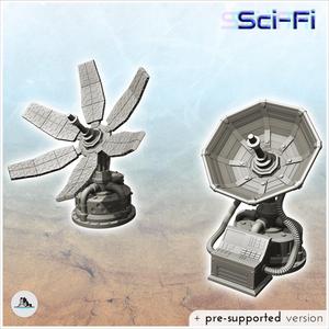 Set of relay antennas for futuristic base (2) - Future Sci-Fi SF Post apocalyptic Tabletop Scifi Wargaming Planetary exploration RPG Terrain