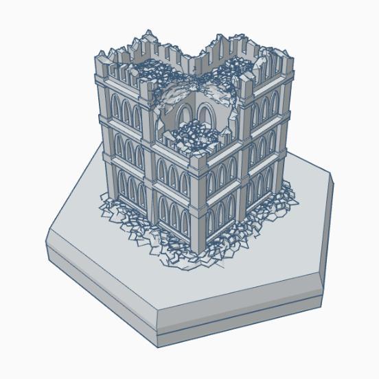 Gothic Ruined Building 12 Hex Map Scale HMSGR012