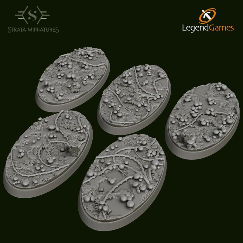 Strata Miniatures - Mushroom Forest Bases 60x35mm oval x5