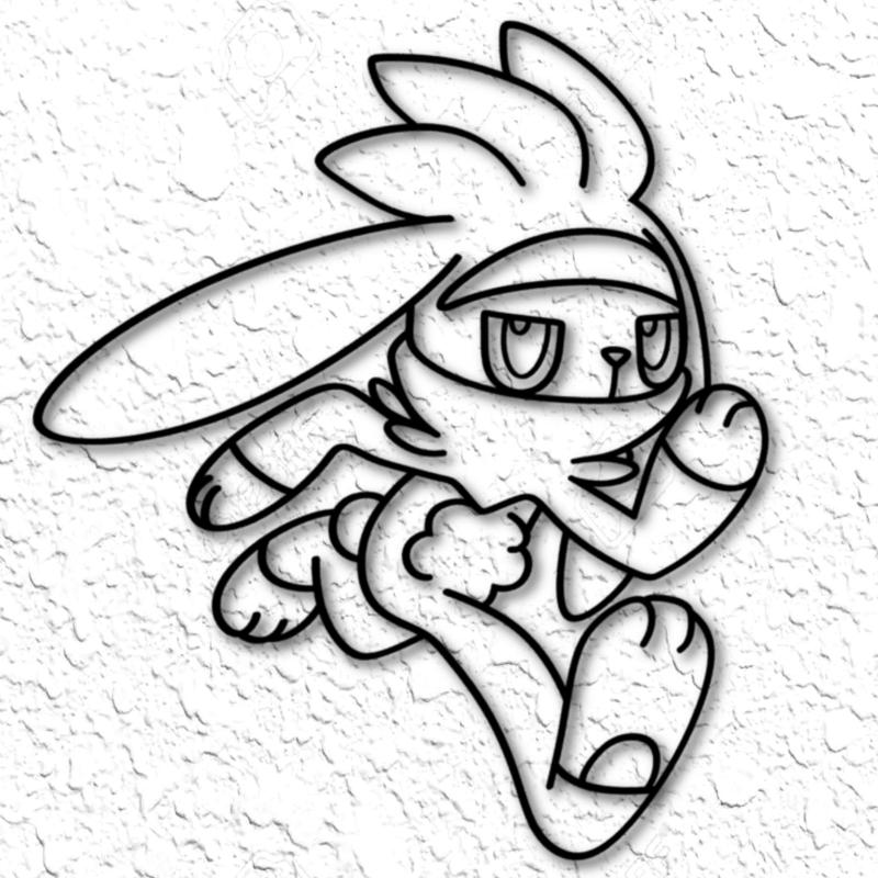pokemon Raboot Wall Art Pokemon Wall Art Bunny Rabbit