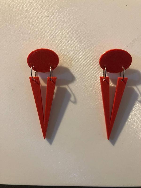 Earring triangle long and circle aro pendiente pendant