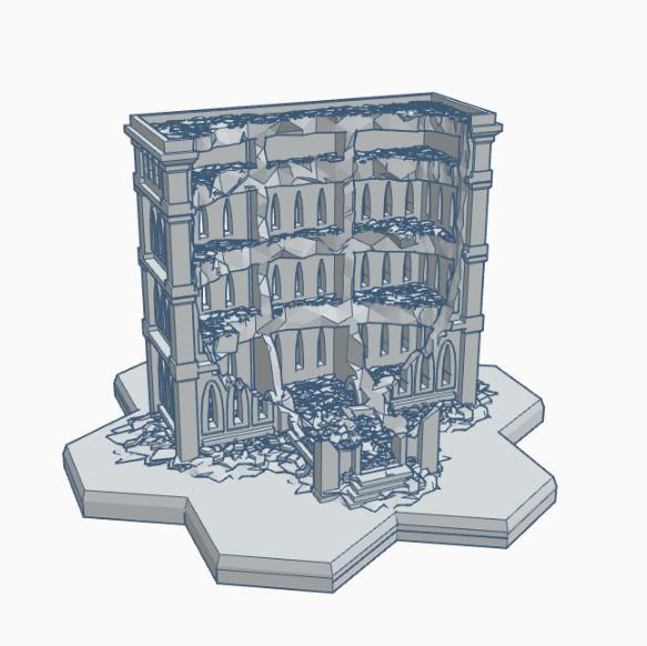 Gothic Ruined Building 7 with Hex Base GRHB007