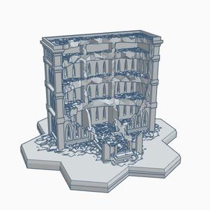 Gothic Ruined Building 7 with Hex Base GRHB007