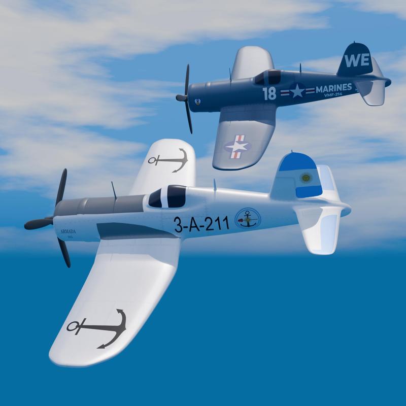 F4U5/F4U4-B Corsair Aircraft 3D Model