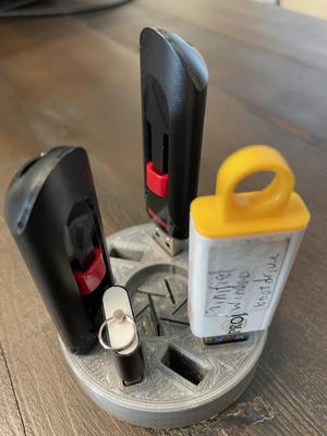 Circular microSD and USB-A holder