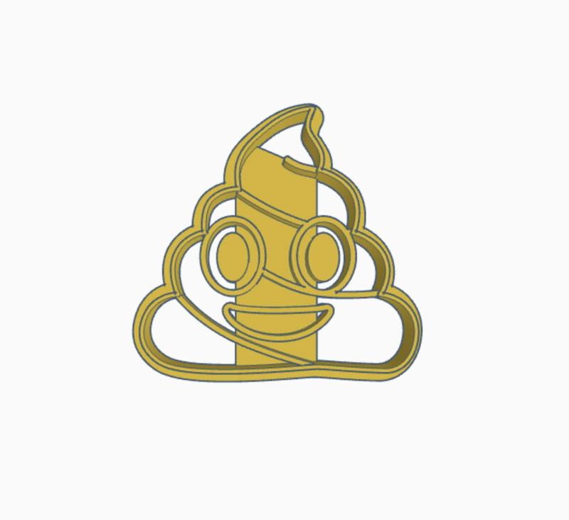 Poop emoji cookie cutter, with embossed inner design