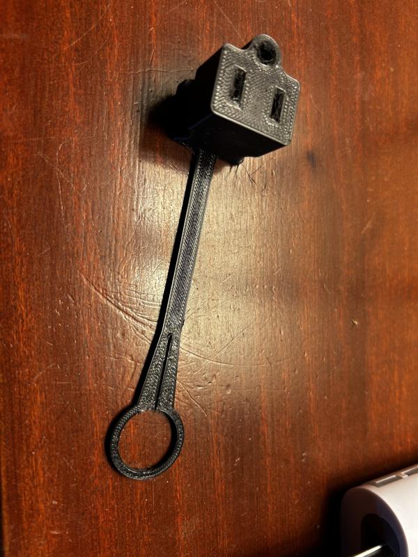 Electrical plug cover-tethered REMIX of 3 Prong Plug