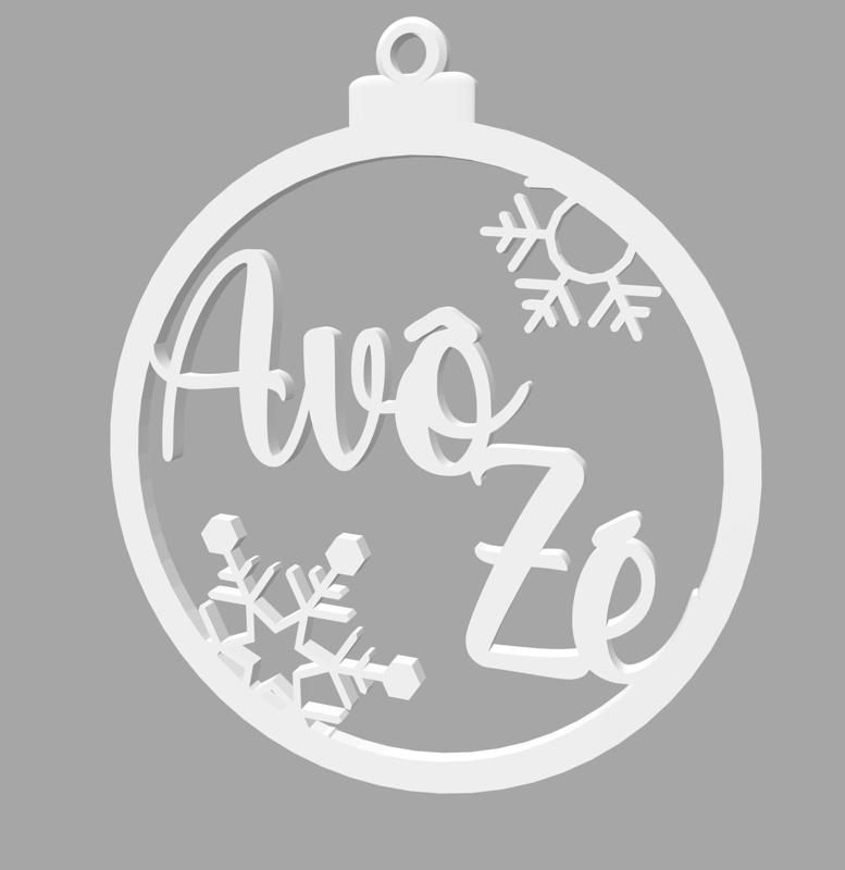 AVÔ ZÉ - BOLA DE NATAL COM NOME - ORNAMENTO