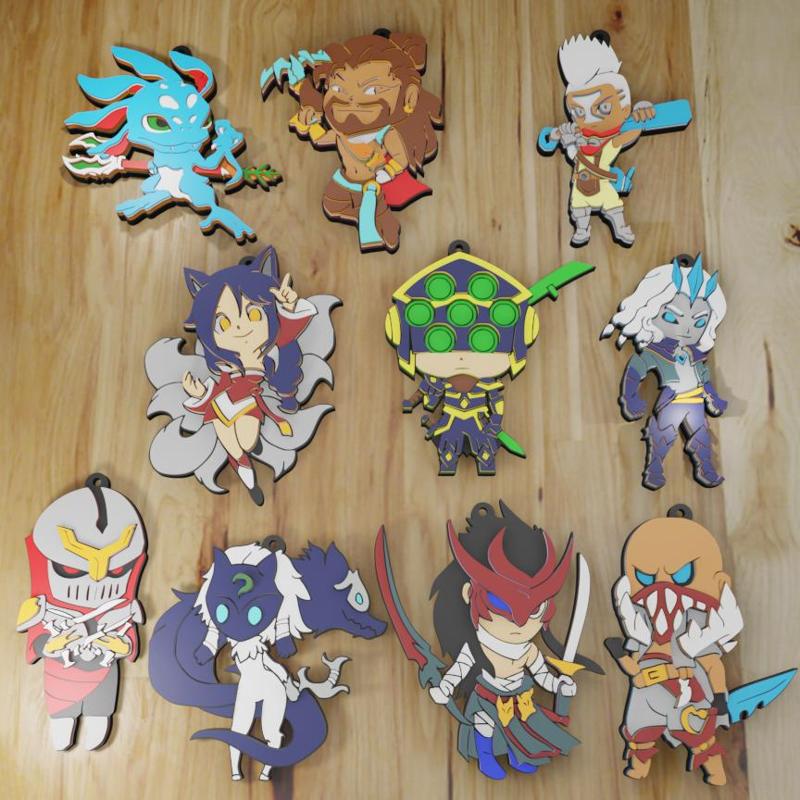 PACK 10 KEYCHAINS / KEYCHAIN LEAGUE OF LEGENDS ASSASSINS #1 (STL AND 3MF)