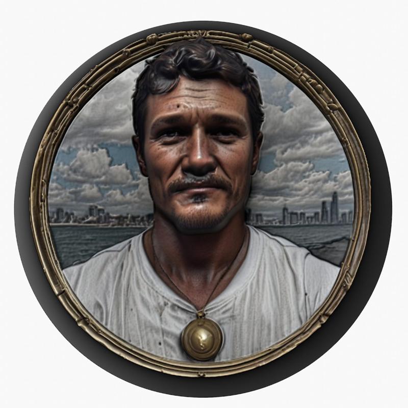 Pedro Pascal medallion pendant