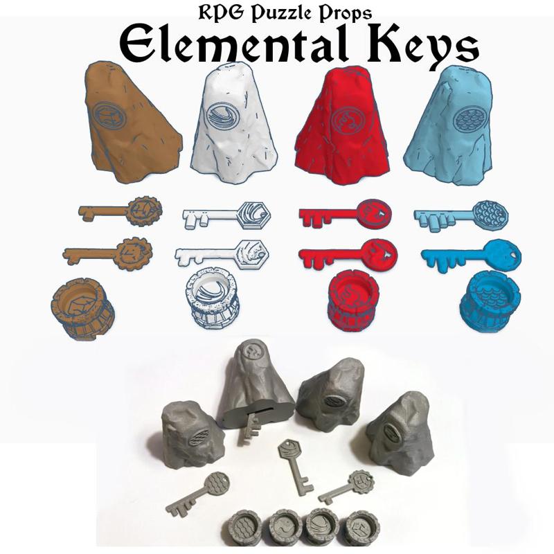 RPG/D&D Puzzle Props - Elemental Keys