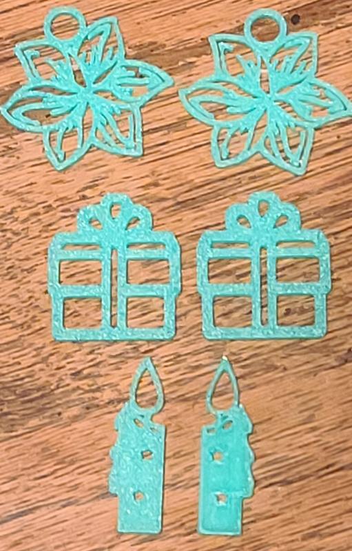 Christmas Flower, Present, Candle Earrings