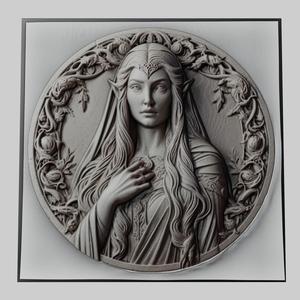 Lord of Rings Eowyn 3d printer relief medallion stone tablet obj stl