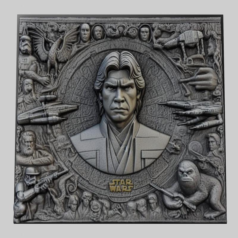 Star Wars Han Solo 3d printer relief medallion stone tablet obj stl