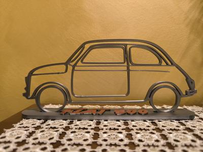 Fiat 500 Wall Art 2d con base