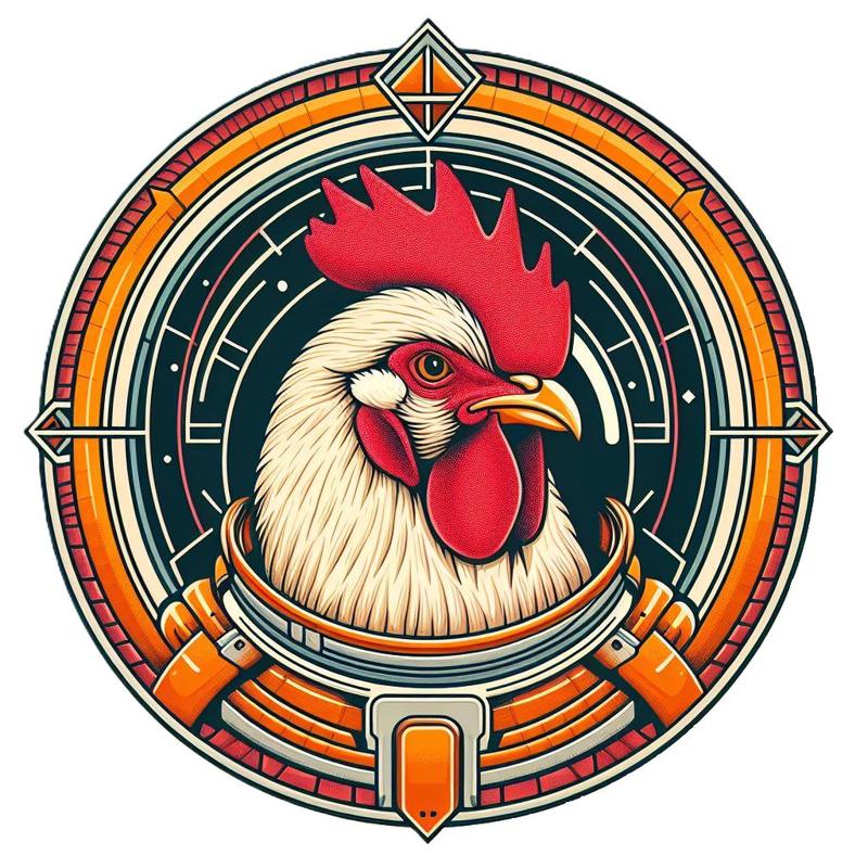 Art Deco Portrait of a Chicken Astronaut