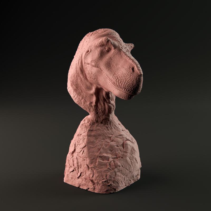 Tyrannosaurus closed mouth bust - pre supported FREE sample