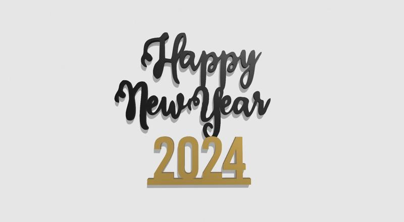 Happy New Year 2024 trophy table decoration