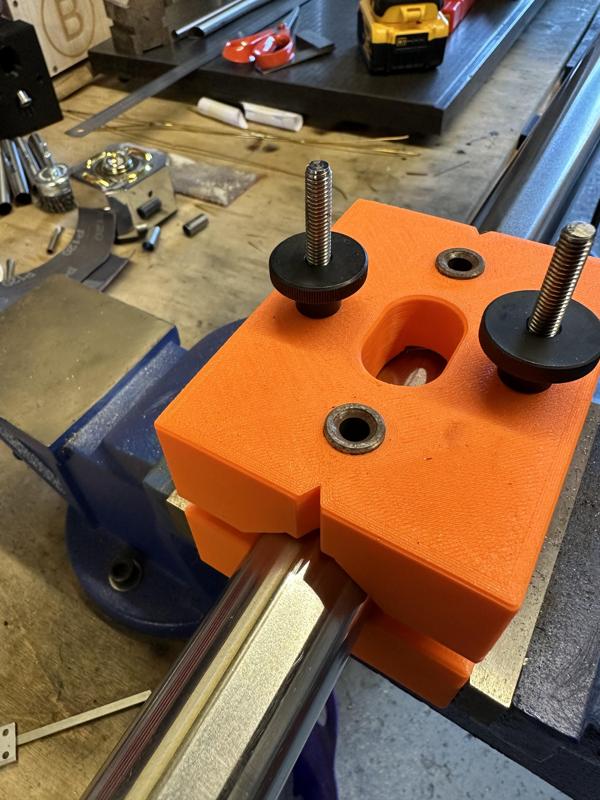 Framebuilding bottle boss drill jig