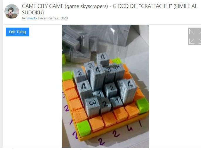 GAME CITY 3D (SIMILAR SUDOKU) BOARD GAME