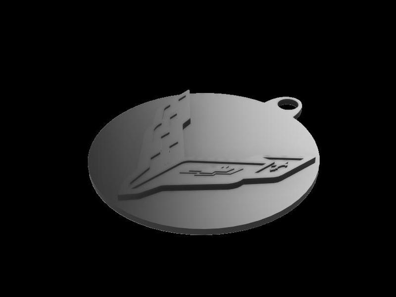 Corvette logo writing keychain 3d model