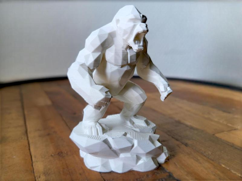 Roaring Gorilla on Rock - Low Poly 