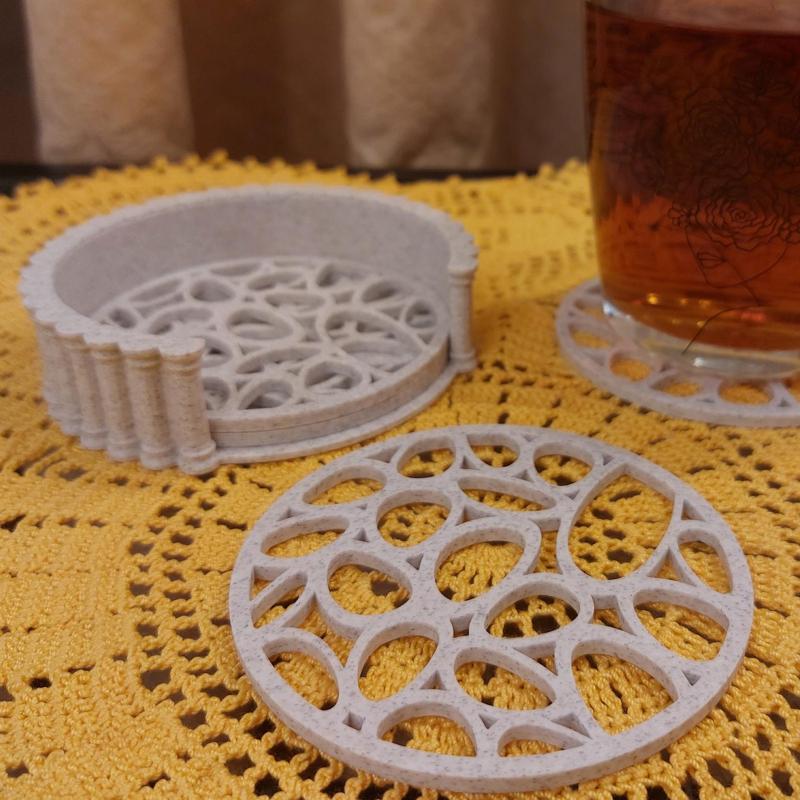 Column Coaster holder with irregular circle coaster