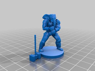 Loxodon Barbarian Dual Hold Warhammer