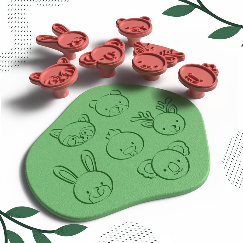 SET COLLECTION OF ANIMAL HEAD CARTOON  CLAY STAMP | DIGITAL STL FILE | 1 SIZE