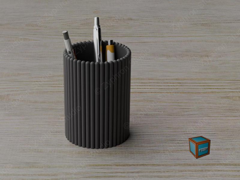 Cylindrical Pen Holder - Ribbed