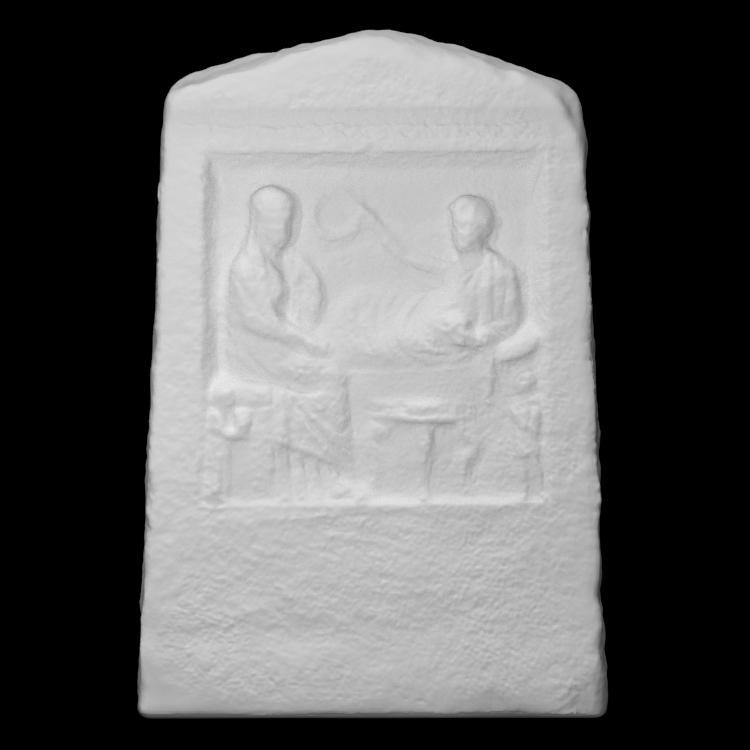 Gravestone representing a symposium scene