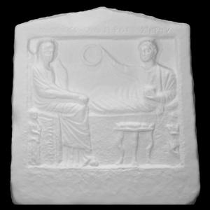 Gravestone with symposium scene