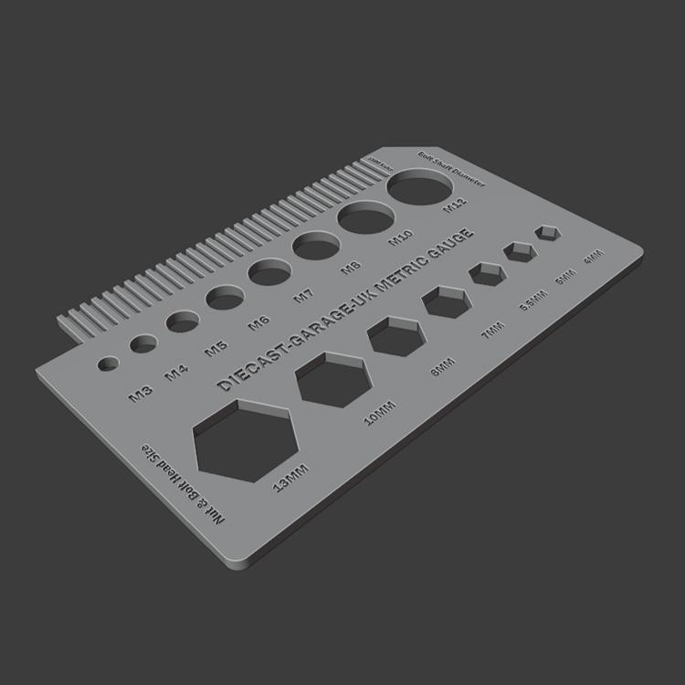 Credit Card Sized Nut & Bolt Measuring Card - Metric