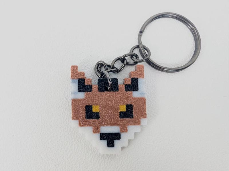 Pixel Fox Face Keychain (ToddysTrinkets)