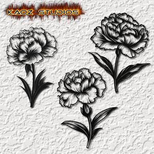 Carnation wall art flower pack wall decor floral decorations 3 pack