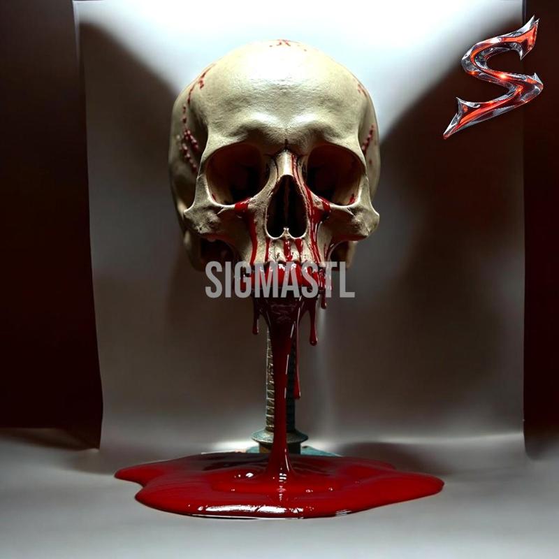 Dripping Blood Skull 3D Model – Perfect for Halloween and Gothic Displays