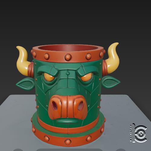 Steampunk Bull Planter - 3D Model for Printing